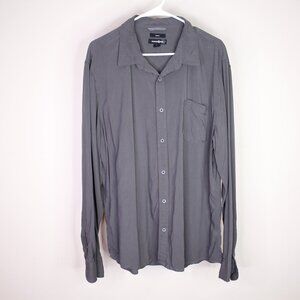 Treasure & Bond 2XL Trim Fit Grey Button-Down Rayon Shirt